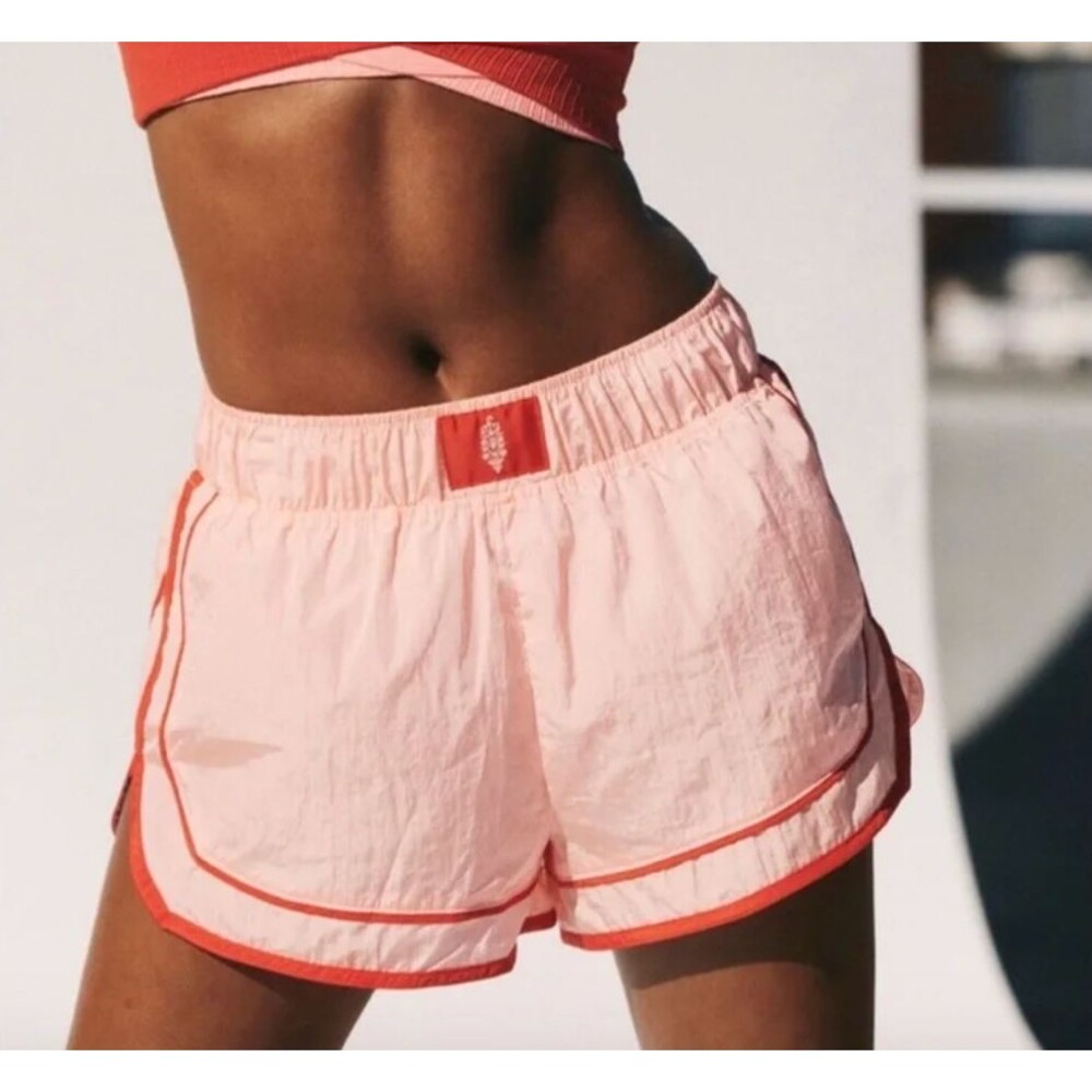 Free People Shorts stripe contrast trim varsity blues womens Pink medium workout